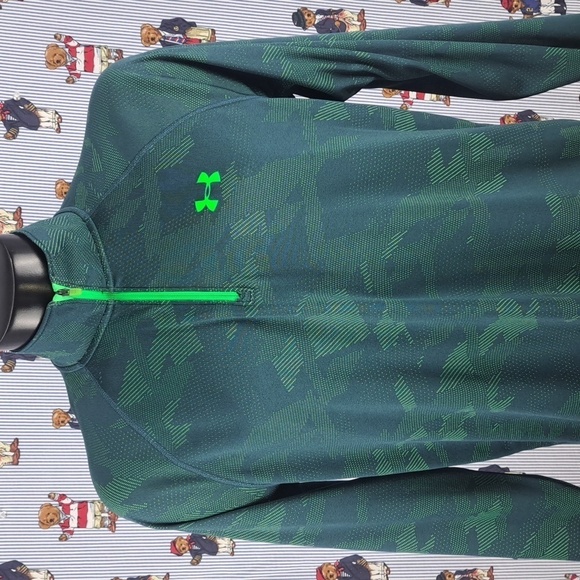 Under Armour loose heat gear 1/4 zip base layer green LG casual pullover shirt - Picture 1 of 5